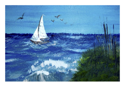 Sailboat In Stormy Seas by Images Monsoon Pricing Limited Edition Print image
