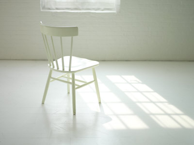 Lone White Chair In White Loft Space by Images Monsoon Pricing Limited Edition Print image
