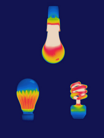 Thermal Image Of Incandescent, Led And Cfl Light Bulbs by Tyrone Turner Pricing Limited Edition Print image