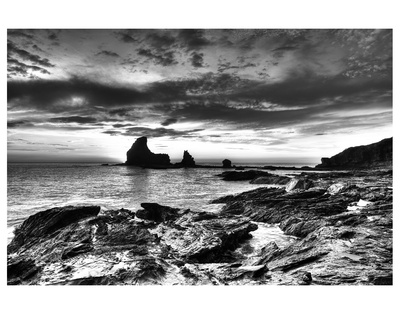 Black And White Rocky Coast by Nish Nalbandian Pricing Limited Edition Print image