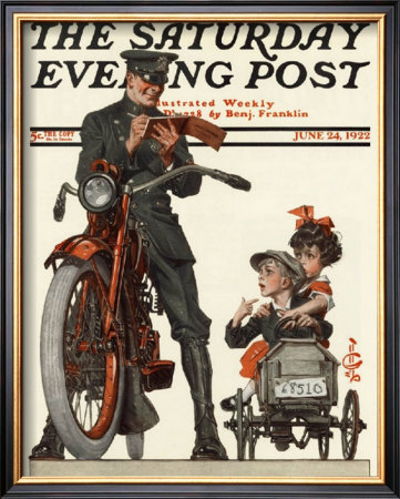 Motorcycle Cop And Kids, C.1922 by Joseph Christian Leyendecker Pricing Limited Edition Print image
