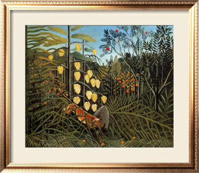 Struggle Between Tiger And Bull In A Tropical Forest by Henri Rousseau Pricing Limited Edition Print image