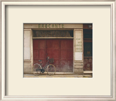 Blue Bicycle Near Red Door by Francisco Fernandez Pricing Limited Edition Print image