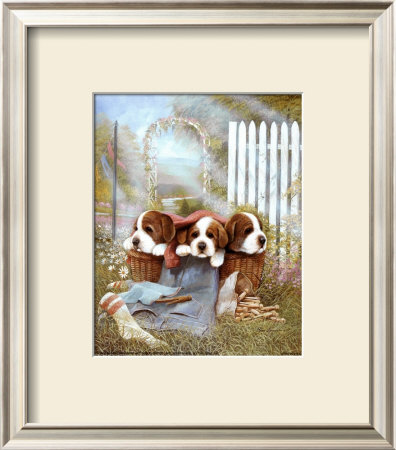 Puppies In Basket by Ruane Manning Pricing Limited Edition Print image