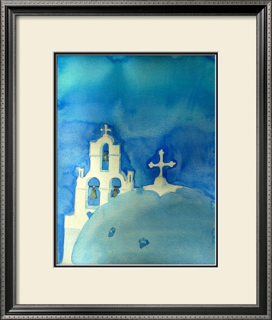 Cupola In Santorini by Mary Stubberfield Pricing Limited Edition Print image