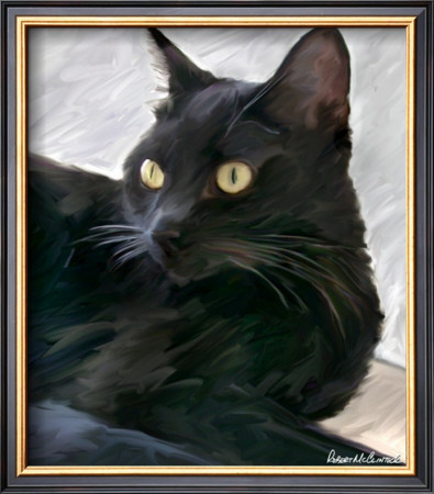 Black Cat Portrait by Robert Mcclintock Pricing Limited Edition Print image