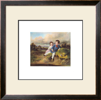 Children Fishing In A Brool by August Xaver Karl Von Pettenkofen Pricing Limited Edition Print image