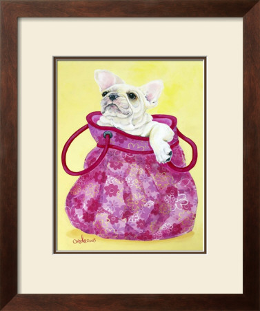 Frenchie In Pink Purse by Carol Dillon Pricing Limited Edition Print image