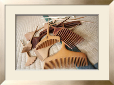 Geisha's Wooden Combs On Tatami Mat by Ryuji Adachi Pricing Limited Edition Print image
