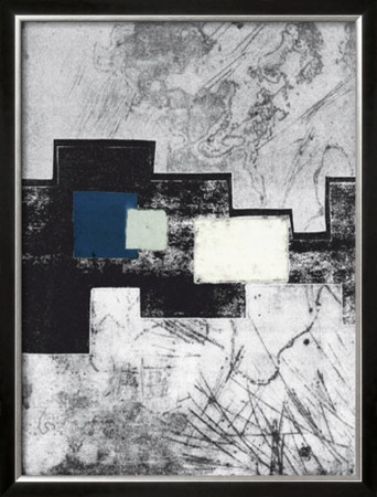 Black And White Abstract With Blue Box by Pierre Vermont Pricing Limited Edition Print image