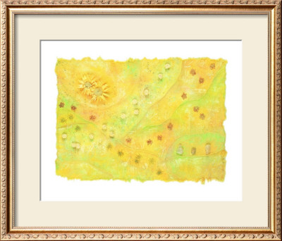 Shining Flower Garden On Yellow Japanese Paper by Miyuki Hasekura Pricing Limited Edition Print image