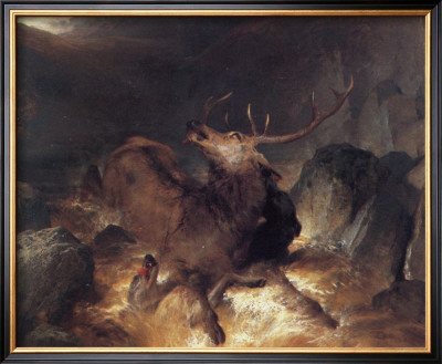 Deer And Deerhounds In A Mountain Torrent by Edwin Landseer Pricing Limited Edition Print image