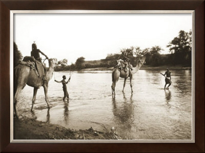 Men And Camels In River by Alexis De Vilar Pricing Limited Edition Print image