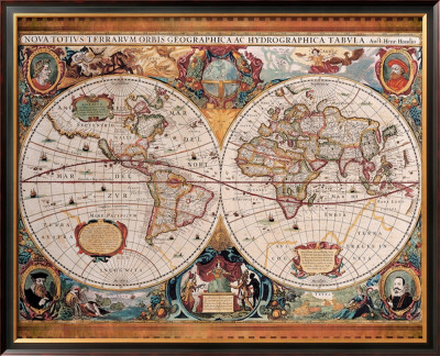Antique Map, Geographica, Ca. 1630 by Henricus Hondius Pricing Limited Edition Print image