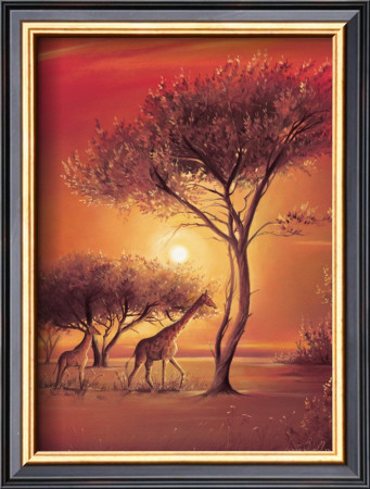 Sunset With Giraffes by Leon Wells Pricing Limited Edition Print image