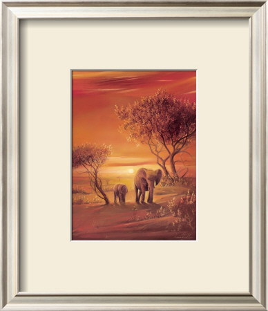 Sunset With Elephants by Leon Wells Pricing Limited Edition Print image
