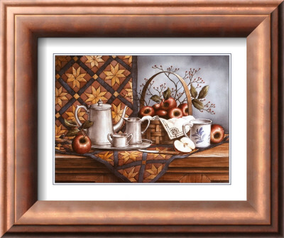 Pewter Tea Set With Apples by T. C. Chiu Pricing Limited Edition Print image