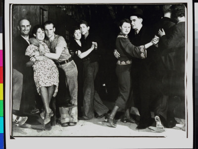 Construction Workers And Taxi Dancers Enjoying A Night Out In Barroom Fort Peck Frontier Town by Margaret Bourke-White Pricing Limited Edition Print image