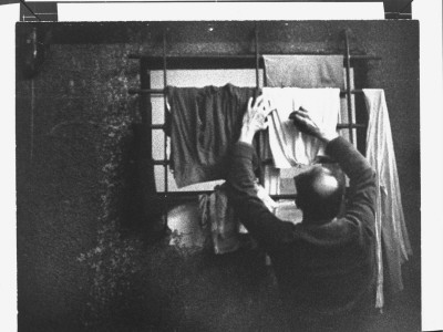 Nazi War Criminal Adolf Eichmann Hanging His Laundry In His Cell At Djalameh Jail by Gjon Mili Pricing Limited Edition Print image