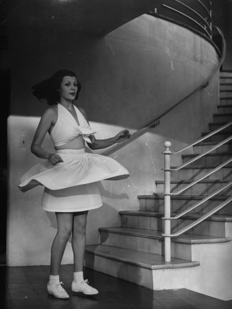 Rita Cansino, Soon To Be Rita Hayworth, Modeling Tennis Fashions By Irene Burg by Peter Stackpole Pricing Limited Edition Print image