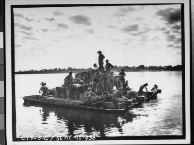 Barge Crossing Irrawaddy River With Us Troops, During Wwii by Sgt. William Lentz Pricing Limited Edition Print image