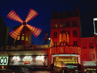 Illuminated Windmill Of The Moulin Rouge, Montmartre, Paris, France, Europe by Rainford Roy Pricing Limited Edition Print image