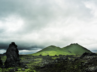 Green Hills In Lava Landscape, Iceland by Atli Mar Pricing Limited Edition Print image