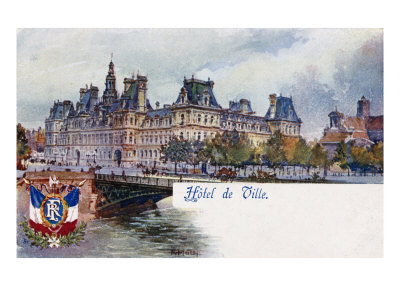 Paris Scene, Hotel De Ville by Harold Copping Pricing Limited Edition Print image