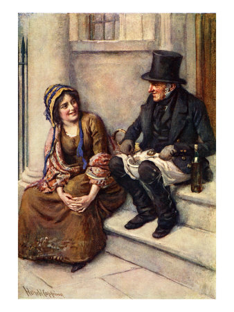 Charles Dickens 'S 'The Chimes' : Portrait Of Trotty Veck With His Daughter Meg by Gustave Dore Pricing Limited Edition Print image