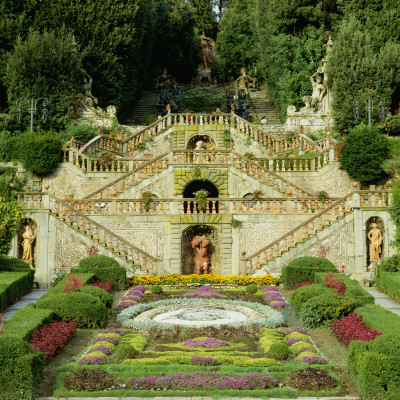 Villa Garzoni Tuscany Staircase In Formal Garden by Joe Cornish Pricing Limited Edition Print image