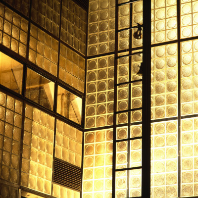 Maison De Verre, Rue St. Guillaume, Paris, 1927-1932, Detail Of Illuminated Exterior At Night by Michael Halberstadt Pricing Limited Edition Print image