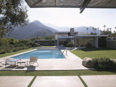 Kaufmann Desert House, Palm Springs, California, 1946, Overall Exterior With Swimming Pool by Alan Weintraub Pricing Limited Edition Print image