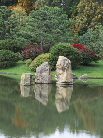 Missouri Botanical Garden, St Louis, Usa: Rocks In The Seiwa-En Japanese Garden by Clive Nichols Pricing Limited Edition Print image