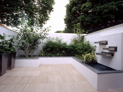 White Roof Terrace With Metal Containers Planted With Zantedeschia Aethiopica by Clive Nichols Pricing Limited Edition Print image