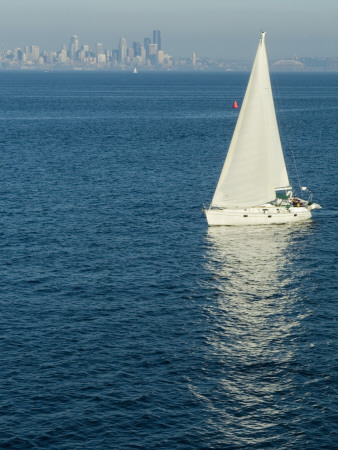 View Of Seattle From Bainbridge (Island) Ferry, Washington, Usa by Natalie Tepper Pricing Limited Edition Print image