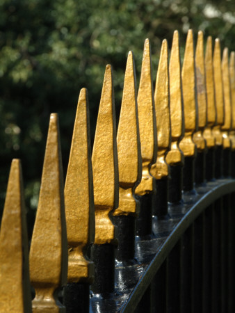 Backgrounds - Detail Of Gold Paint Finials On Iron Railings by Natalie Tepper Pricing Limited Edition Print image