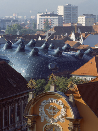 Kunsthaus Lmg Graz, Graz Austria, City Context Detail, Architect: Peter Cook And Colin Fournier by Peter Durant Pricing Limited Edition Print image