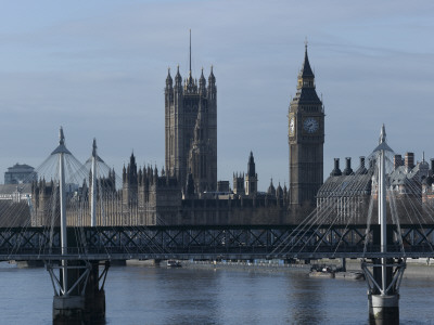 Hungerford Bridge And Houses Of Parliament, Westminster, London by Richard Bryant Pricing Limited Edition Print image