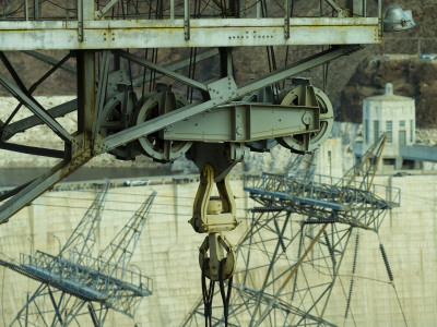 Detail Of Old Overhead Crane With Hoover Dam Beyond by Richard Williamson Pricing Limited Edition Print image