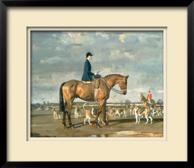 Sybil Harker On Saxa With The Norwich Staghounds by Sir Alfred Munnings Pricing Limited Edition Print image