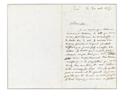 Lettre Autographe Signée À Laurent Matheron, 20 Octobre 1857 by Eugene Delacroix Pricing Limited Edition Print image