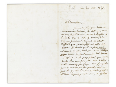 Lettre Autographe Signee A Laurent Matheron, 20 Octobre 1857 by Eugene Delacroix Pricing Limited Edition Print image