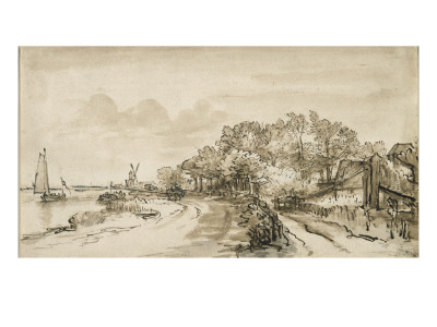 Les Bords De L'amstel Pres De Trompenburg by Rembrandt Van Rijn Pricing Limited Edition Print image