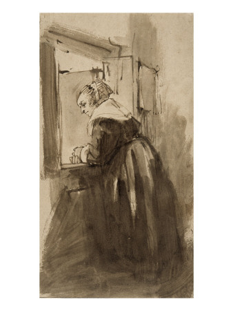 Femme Regardant Par La Fenêtre by Rembrandt Van Rijn Pricing Limited Edition Print image
