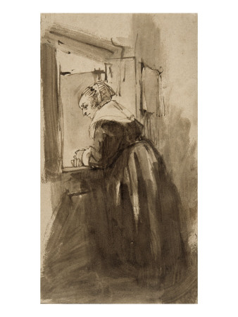 Femme Regardant Par La Fenetre by Rembrandt Van Rijn Pricing Limited Edition Print image