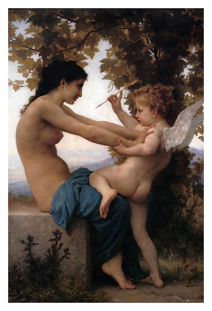 Girl Defending Herself Against Love by William Adolphe Bouguereau Pricing Limited Edition Print image