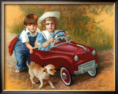 Kids And Puppy by David Lindsley Pricing Limited Edition Print image