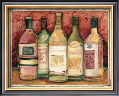 Wine Bottle On Red by Susan Winget Pricing Limited Edition Print image