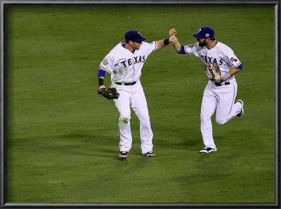 San Francisco Giants V Texas Rangers, Game 4: Josh Hamilton,Jeff Francoeur by Stephen Dunn Pricing Limited Edition Print image