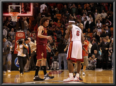 Cleveland Cavaliers  V Miami Heat: Lebron James, Mo Williams And Anderson Varejao by Mike Ehrmann Pricing Limited Edition Print image